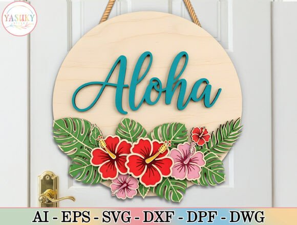 Aloha Tropical Round Sign SVG: Vibrant Design for Summer Projects