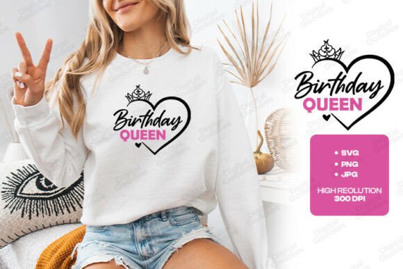 Birthday Queen Crowned Heart Design: Celebrate in Style