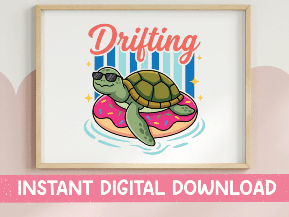 Drifting Sea Turtle Donut SVG PNG: Summer Design Asset