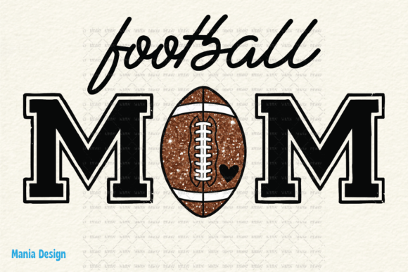 Elevate Game Day Branding with a Football Mom Glitter Heart PNG