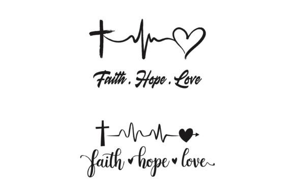 Faith Hope Love Cross Heartbeat SVG: Modern Design Asset