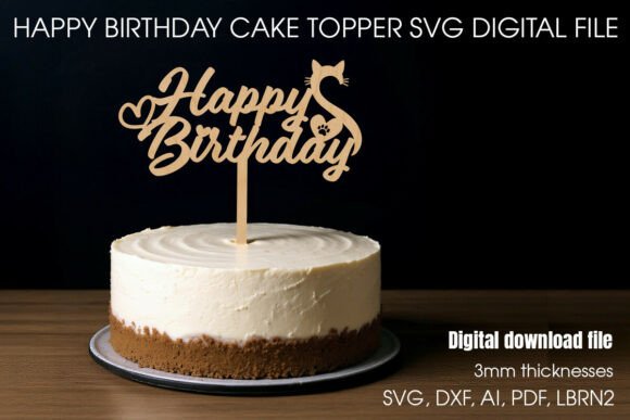 Happy Birthday Cat Topper SVG: A Playful Design Asset