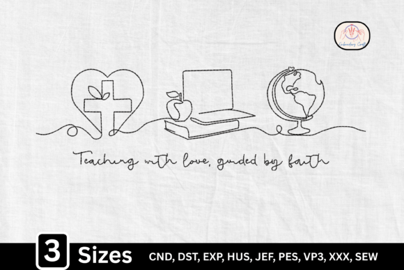 Line Art Heart Cross Christian Teacher: A Modern Visual Asset