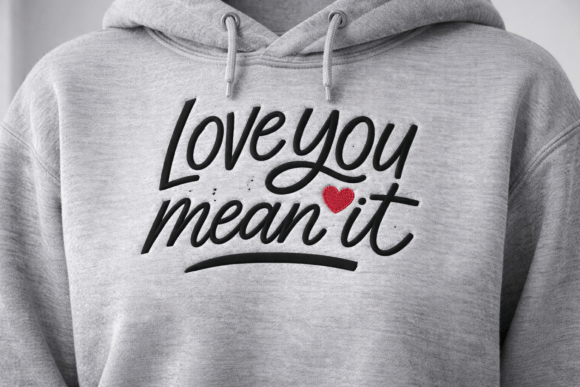 Love You Mean It: Stylish Script Embroidery Design