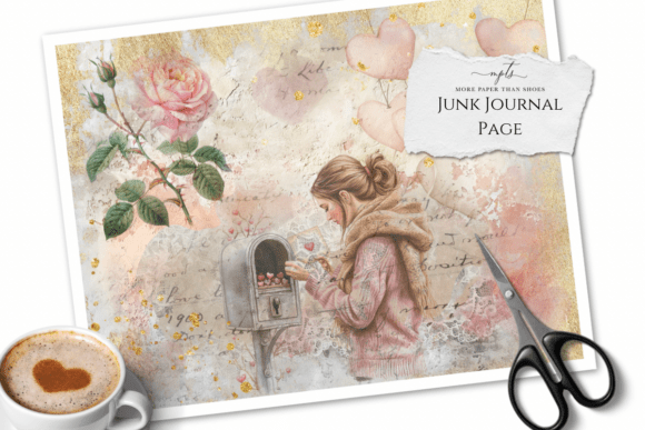 My Valentine’s Junk Journal Page 1: A Vintage Romance Design Asset