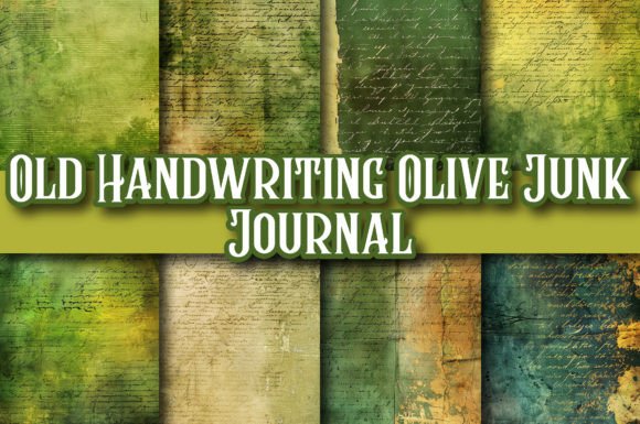 Old Handwriting Olive Junk Journal: Vintage Elegance for Modern Design