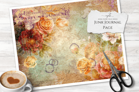 Patina Vintage Roses Junk Journal Page 1: A Design Asset