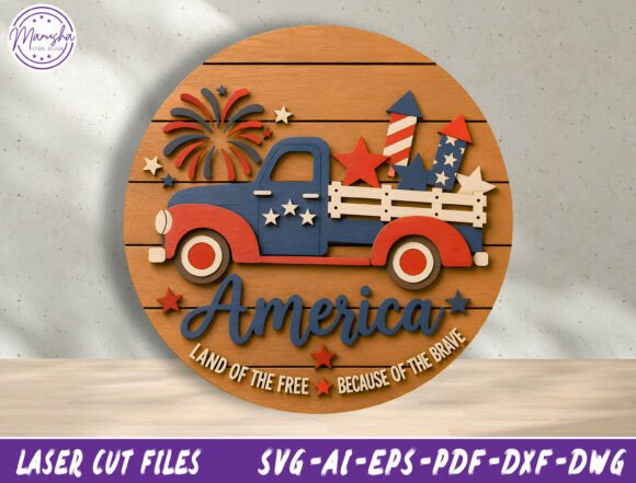 Patriotic America Truck Door Sign SVG: Design & Application