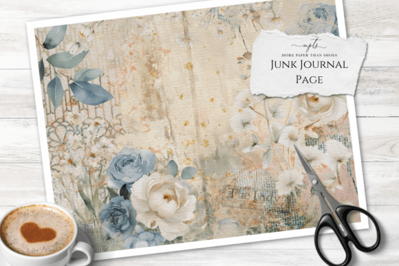 Rustic Blue Floral Art Journal Page: Design & Application